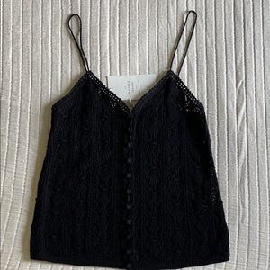 Sezane Black Lace Tank Top